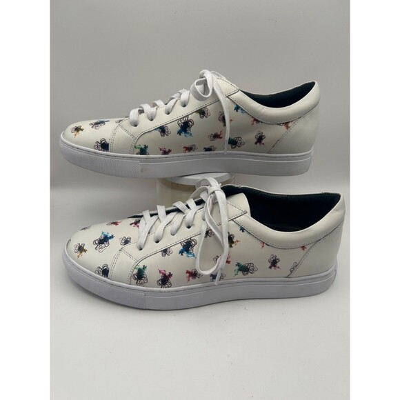 Robert Graham Men's Cuttlefish Low-top Leather Sneakers White Multi-Color SZ 9 - Picture 3 of 8